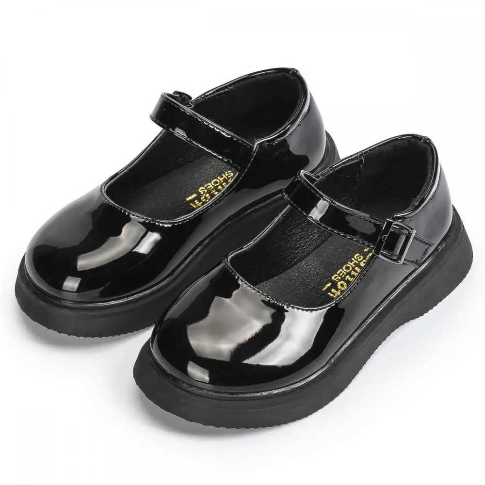Spring Autumn Glossy Childrens Leather Shoes Fashion Campus Childrens Shoes Anti-Slip Waterproof Platform Soft ComfortableT250306