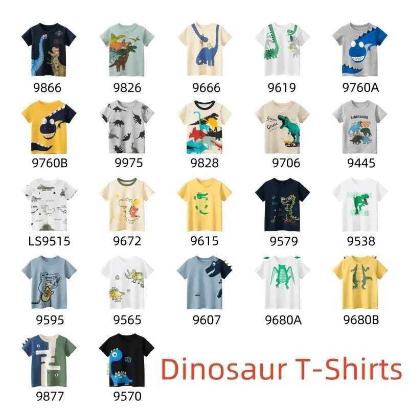 Dropshipping 2-Pack 2025 Summer New Children Cartoon Dinosaur T-Shirts for Boys Tops Short Sleeve Value Pack Cotton Kids ClothesT250306