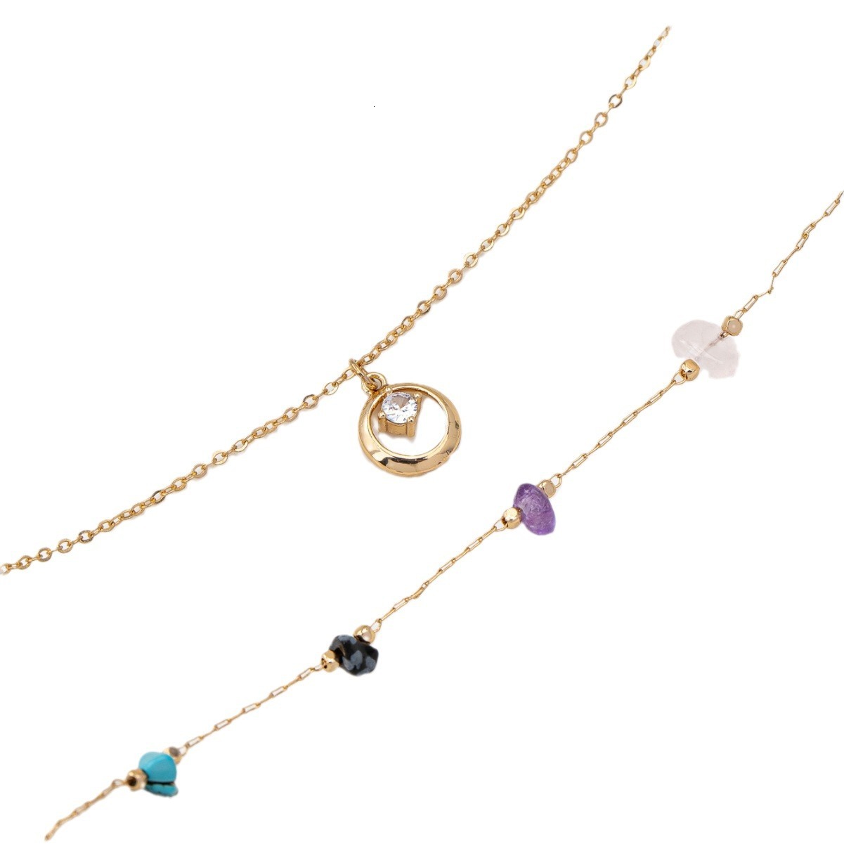 French Retro Irregular Stone Brass Overlay Necklace Female Niche High Sense Jewelry