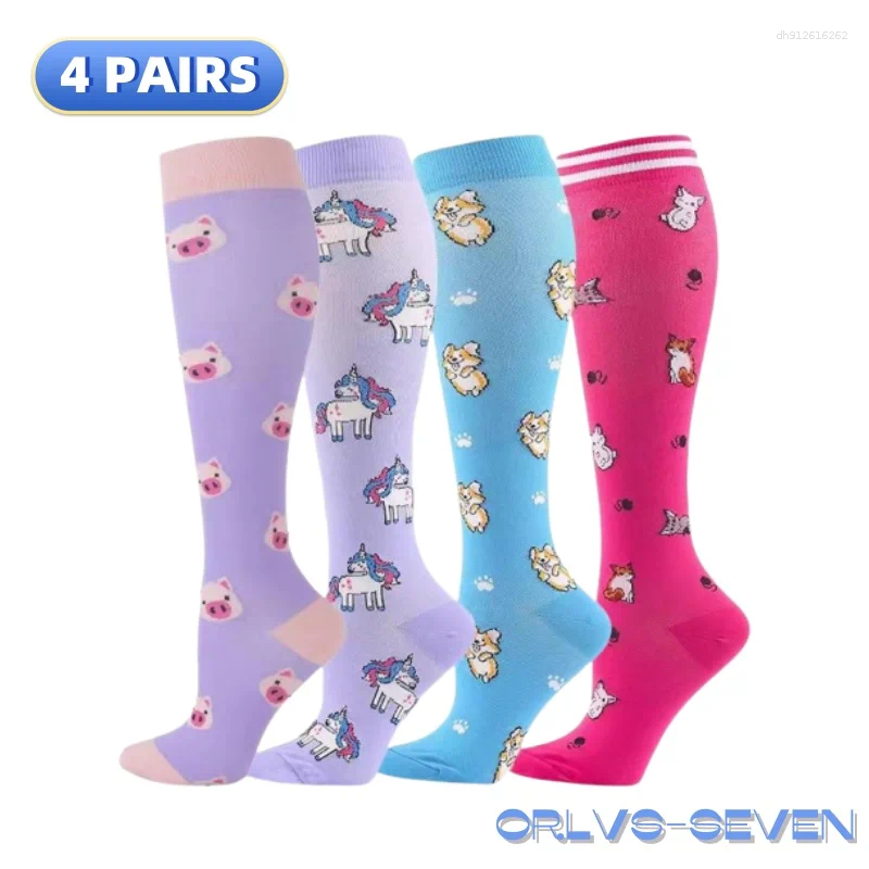 Men's Socks 4 Pairs Of Compression Varicose Veins Nursing For Outdoor Running Pregnant Sports Men Women