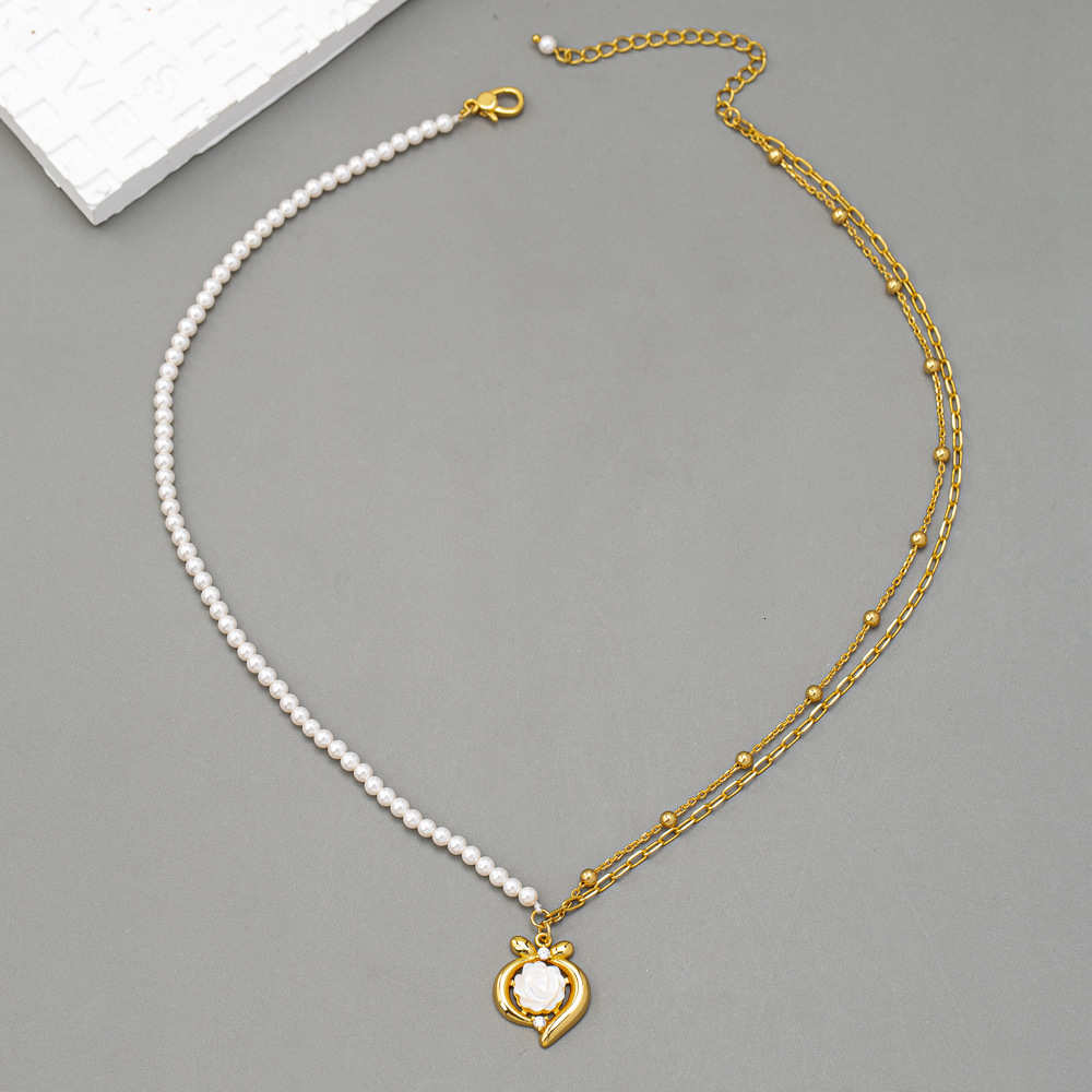Fashion Light Luxury Camellia Shell Pendant Necklace Niche Design Senior Sense Necklaces for Women