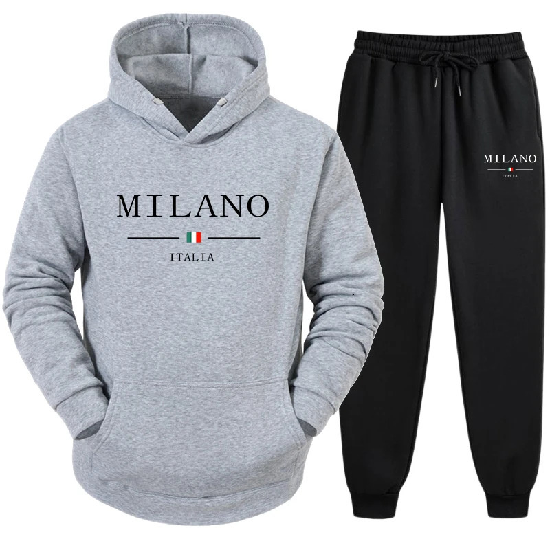 High Quality Men Two Piece Outdoors Mens Tracksuit Set Sportswear Sweatpants Hoodie Fashion Comfortable Casual Jogging 250306