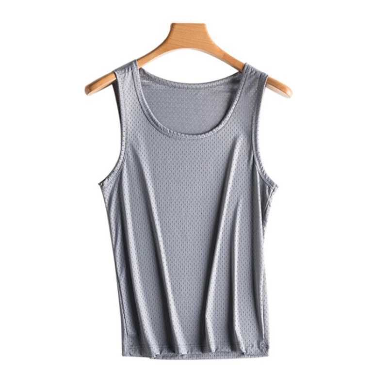 Men Ice Silk Vest Summer Sleeveless T Shirts Quick-Drying Mesh Tops Male Thin Breathable Tank Top Singlet Casual Sport ShirtT250318