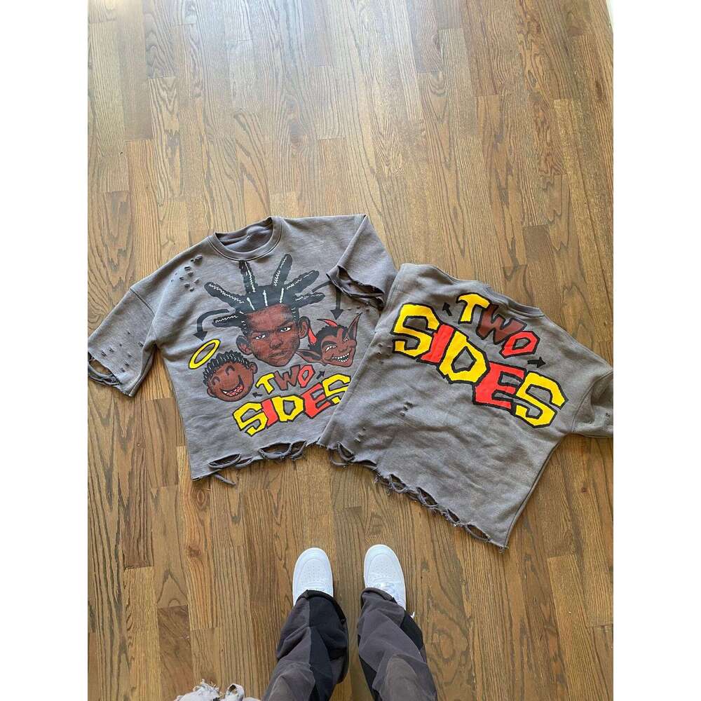 2025 Summer New American Hip Hop Unisex Personalized Piercing Fashion Trend Ins Loose Top T-shirt
