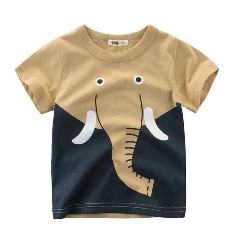 2025 Cartoon Print Baby Boy Dinosaur T Shirt For Summer Infant Kids Boys Girls Lion T-Shirts Clothes Cotton Toddler Letter TopsT250306