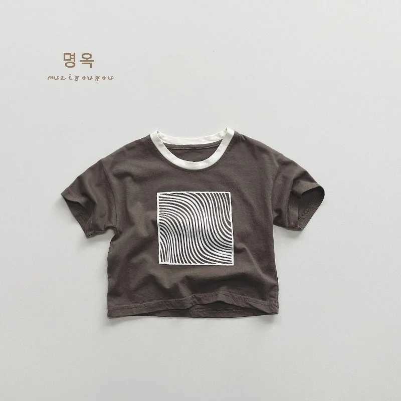 Personalized Printing ~ Summer Boy Short Sleeve T-shirt Korean Cotton Printed Girl Baby Childrens Day Top Fashion Childrens ClT250306