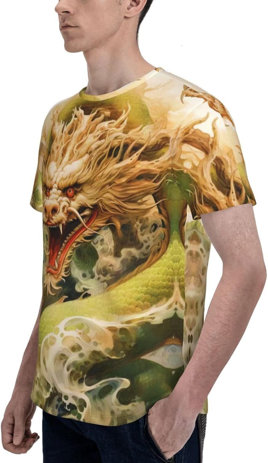 Mens T shirt Fantasy Dragon 3D Printed T-Shirt for Men and Women - Mythical Dragon Graphic Casual Trendy Crew Neck Tops Tee tee Casual tops summer clo