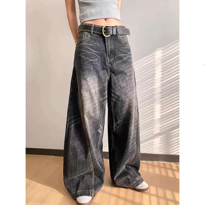 Grunge Y2k Black Jeans Women Baggy Vintage 2000S Oversized High Waist Denim Trousers Wide Leg Korean Streetwear Female Retro