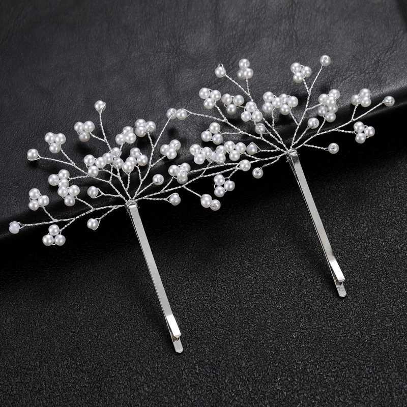 2pcs Jewelry Pearlet Bride Handmade Flower Crystal Pearls Bridal Hair Pins Set Wedding Hair Decor Hair Accessories for Wen X250306