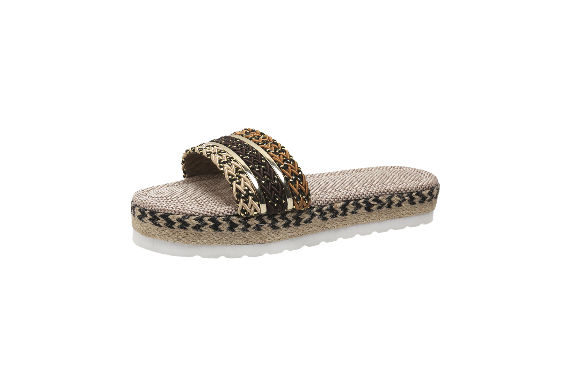 Color Candy New Style Hemp Rope Ethnic Wind Fish Mouth Women's Sandals Large Slippers Thick Bottom Summer 2025 ddmykukumalu