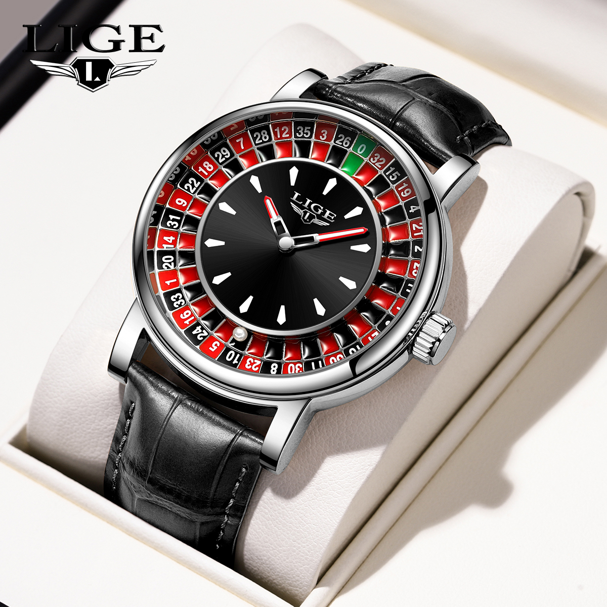 LIGE fashion quartz watch men's watch personality trendy waterproof night light multifunctional watch