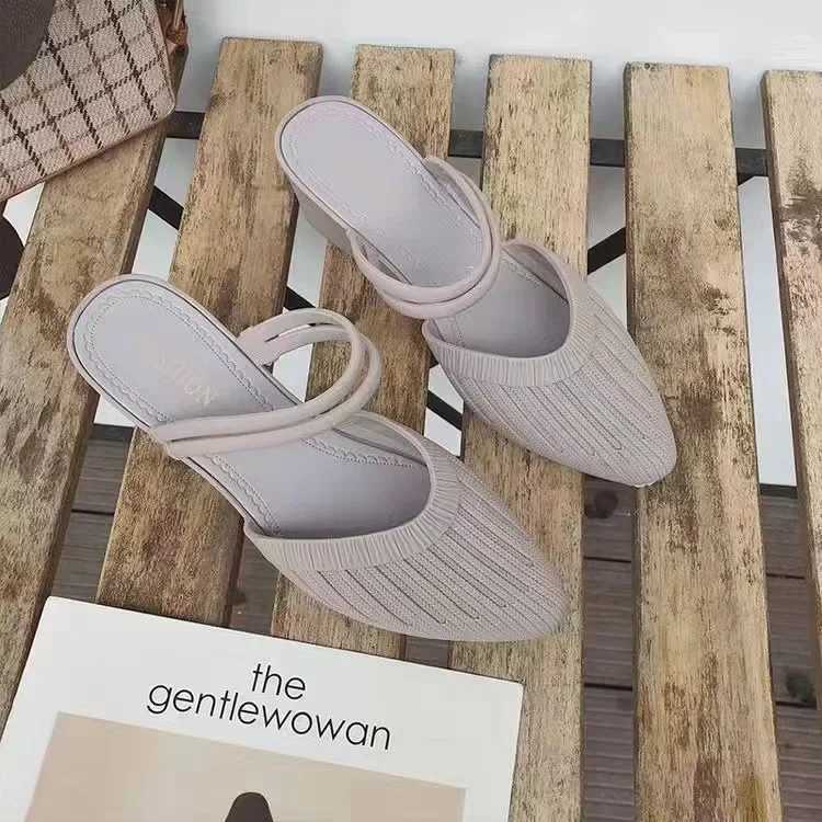 Fiable Casual Womens Sandals Spring Summer Half Slippers Outdoor Wear PU Li PVC Sold Cfortable Ladies Slippers Y250306
