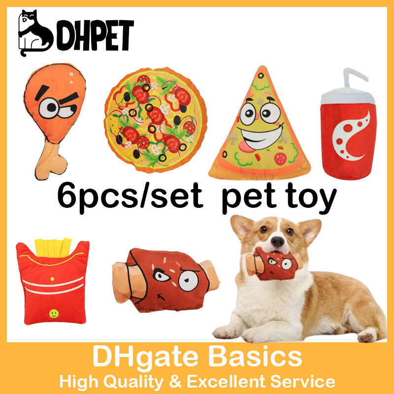 DHpet 6pcs/set Bite Resistant Plush Dog Toys-Interactive Chew Toys for Teeth Grinding & Cleaning Squeaky Puppy Toys Large Size Dog Chew Proof Plushies
