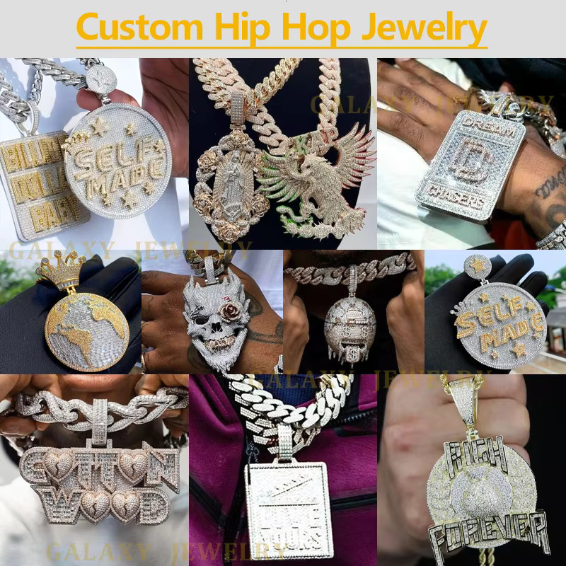 Pass Diamond Tester Moissanite Vertical Name Pendant Personalized Custom Jewelry 925 Silver Iced Out Moissanite Letter Pendant
