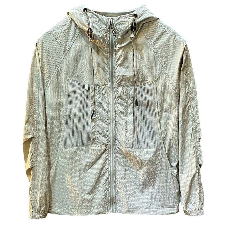 Summer Ultra-Thin Soft Ice Silk Sun Clothing Men2024new UV Protection Outdoor Fishing Hooded Climbing Jacket