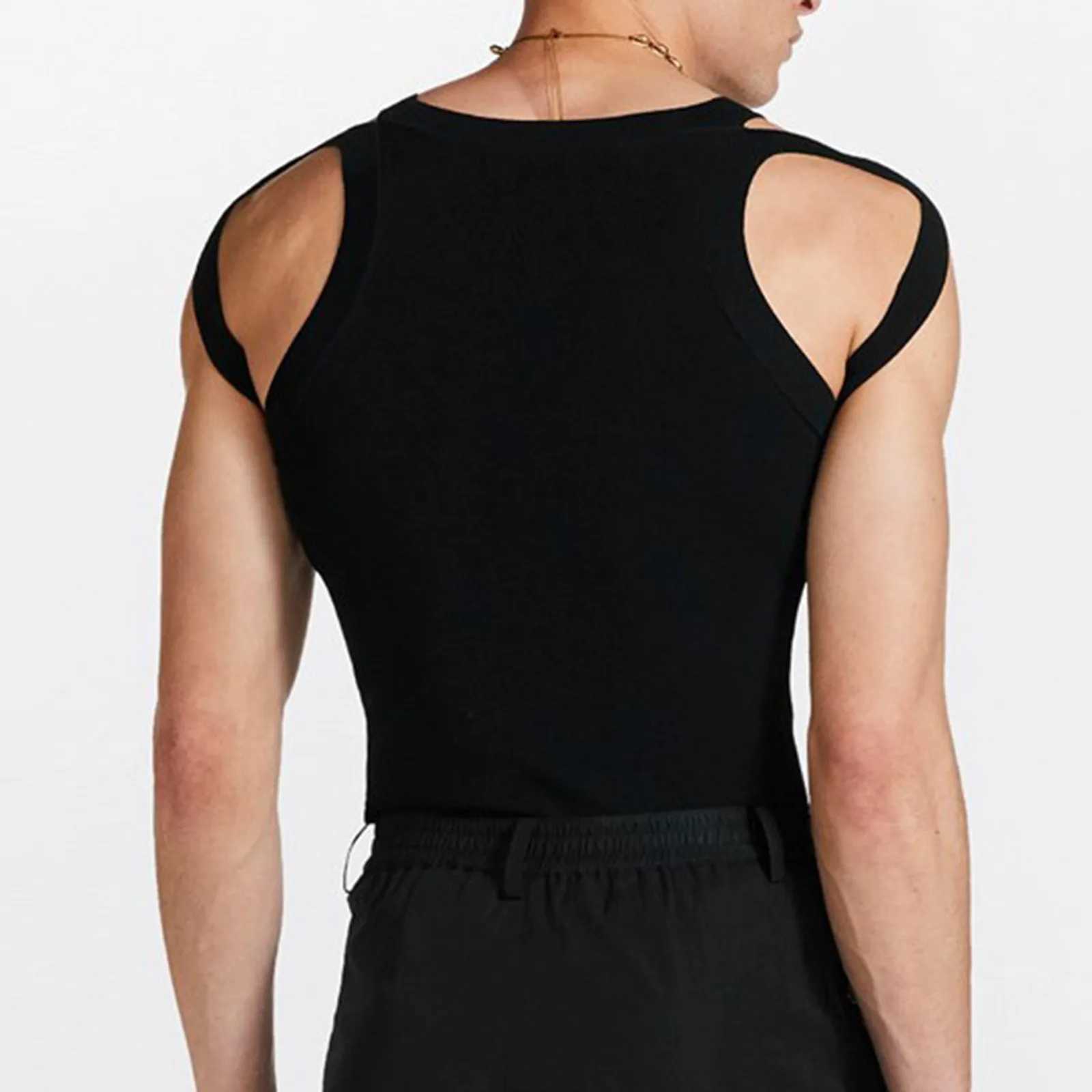 Men Tank Top Sexy Male Slim Fit Knitted Camisole Vest Elastic Slim Fit Base Coat Sexy Tight Fitting Vergi Creti Olmayan RNlerT250318