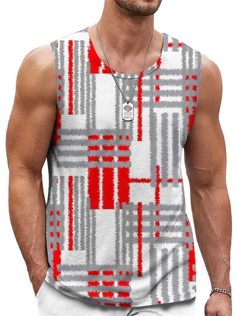 Vintage Striped Graphic Tank Tops For Men Fashion Casual Summer Sleeveless 3D Printed Vest Loose Crew Neck Quick Dry Sports TeesT250318