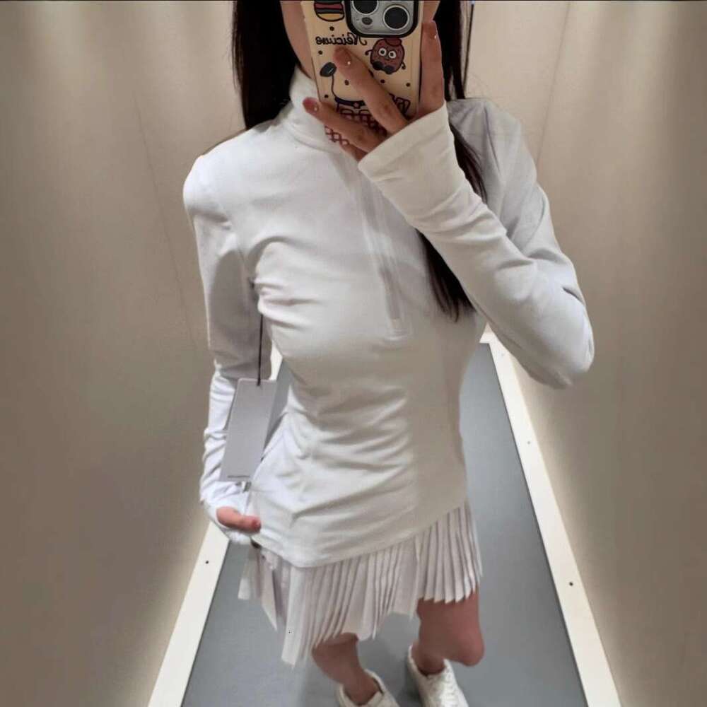 New Product: Half Zip Small Stand Up Collar Waist Yoga Top, Sports Tennis Style Long Sleeved Jacket, Slim Fit