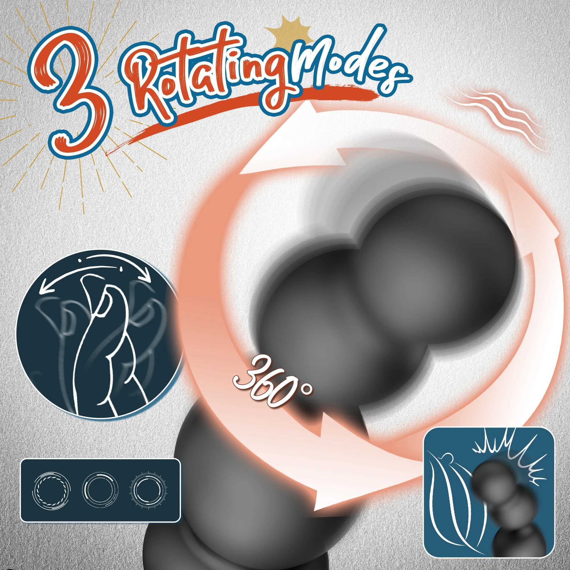 Anal Vibrator 360 Rotate Anal Beads Male Prostate Massager with Cock Ring Wireless Control Vibrating Butt Plug Sex Toys for MenXJ250306