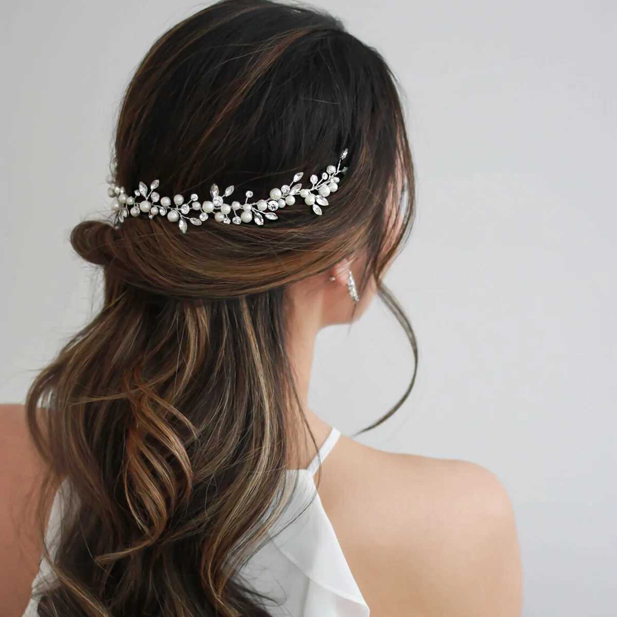 Luxury Wen Hairband Sliver Pearl Hair Dress Bridal Hair Dress For Wedding jewelry wear Bridal Hair Accessories X250306
