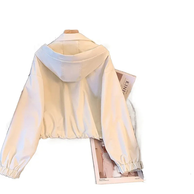 Womens Spring and Autumn loose casual thin work jacket the top cutting hooded in Chinese Mainland 250306