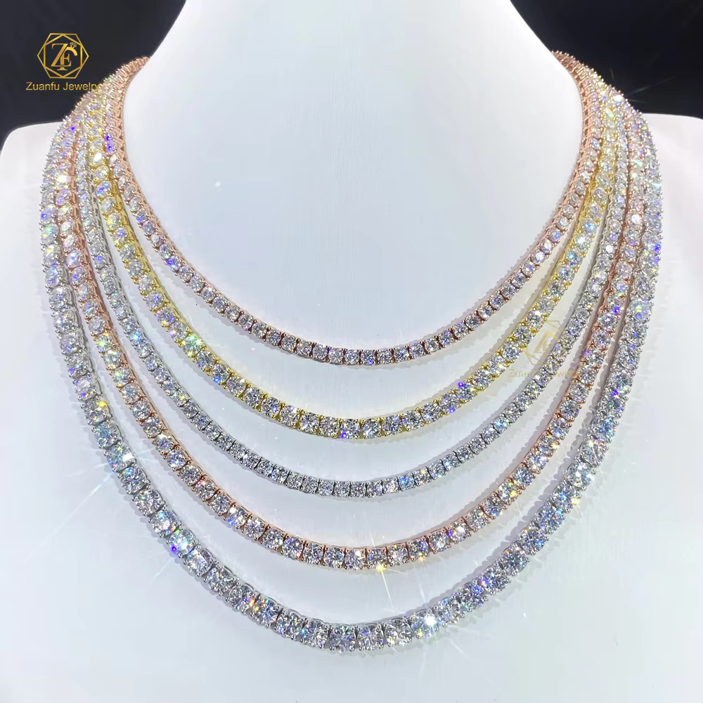 Hip Hop Style 925 Silver Gra VVS Moissanite Diamond Tennis Chain 3MM-6.5MM Necklace for Men Women Cheap Price Cuban Jewelry