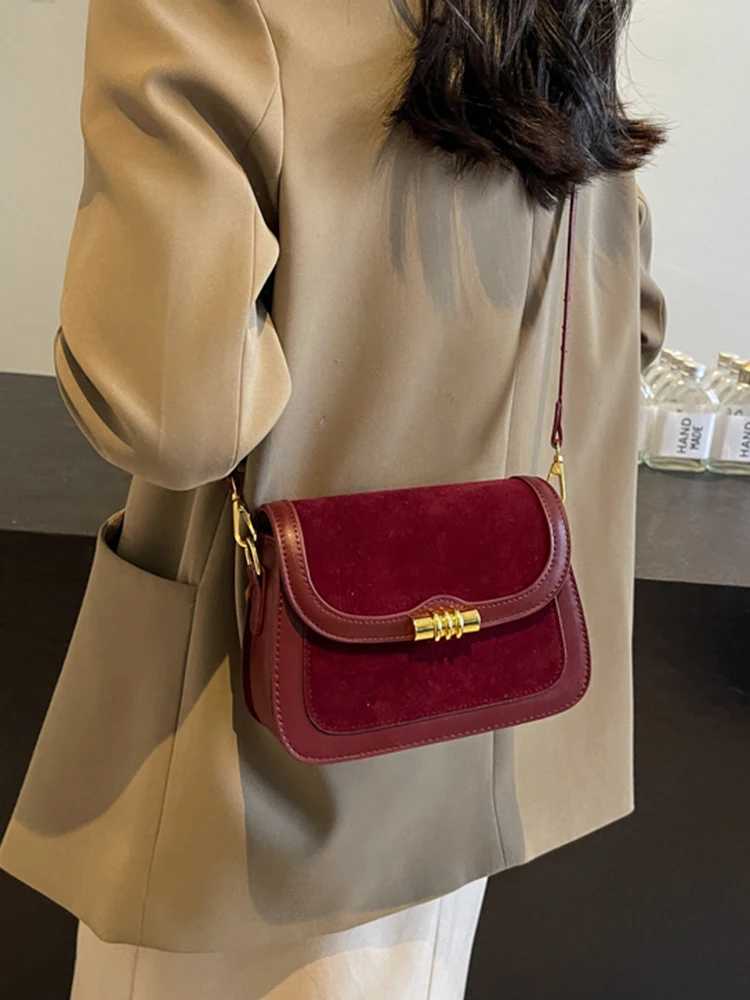 High Quality Burgundy Retro Frosted PU Splicing Crossbody Bag Ladies Multi-layer Interval Square Bags Classic Commuting Handbag Y250306