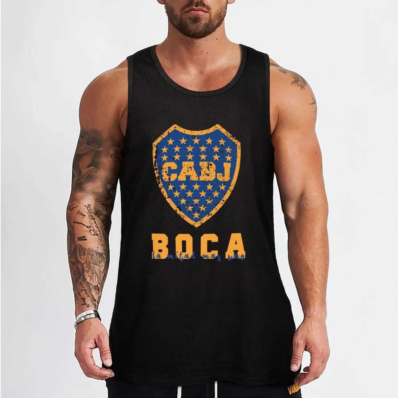 Boca Juniors Argentina Tank Top sleeveless gym shirt man fitness Gym t-shirt manT250318