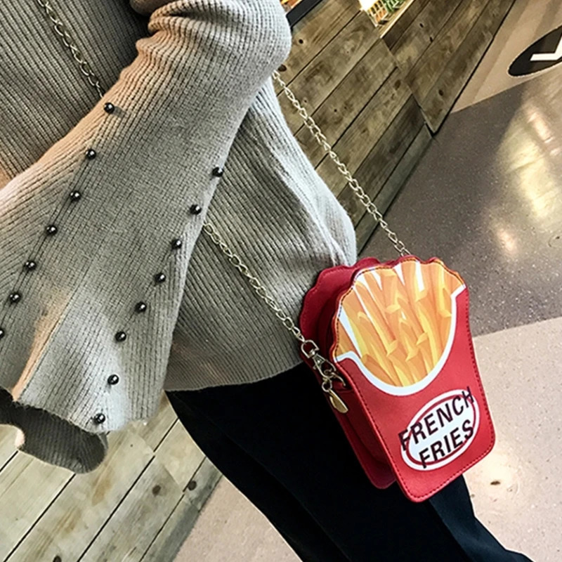 Women Fashion Small Crossbody Bags Autumn Winter Shoulder Bag Cute French Fries Shape Ladies Phone Pouch Purse 250306