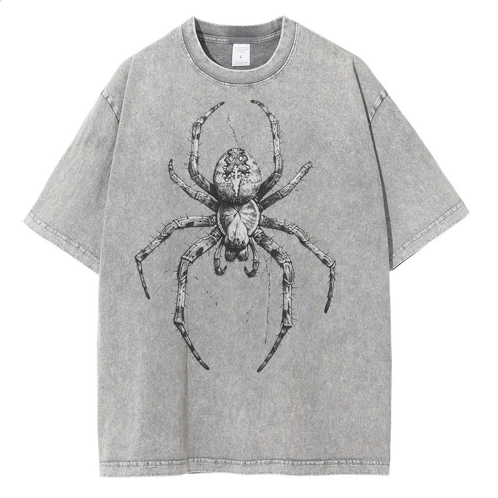 Spider handpainted mens graphic Tshirt casual polyester cotton short sleeved printed oversized 250227Z