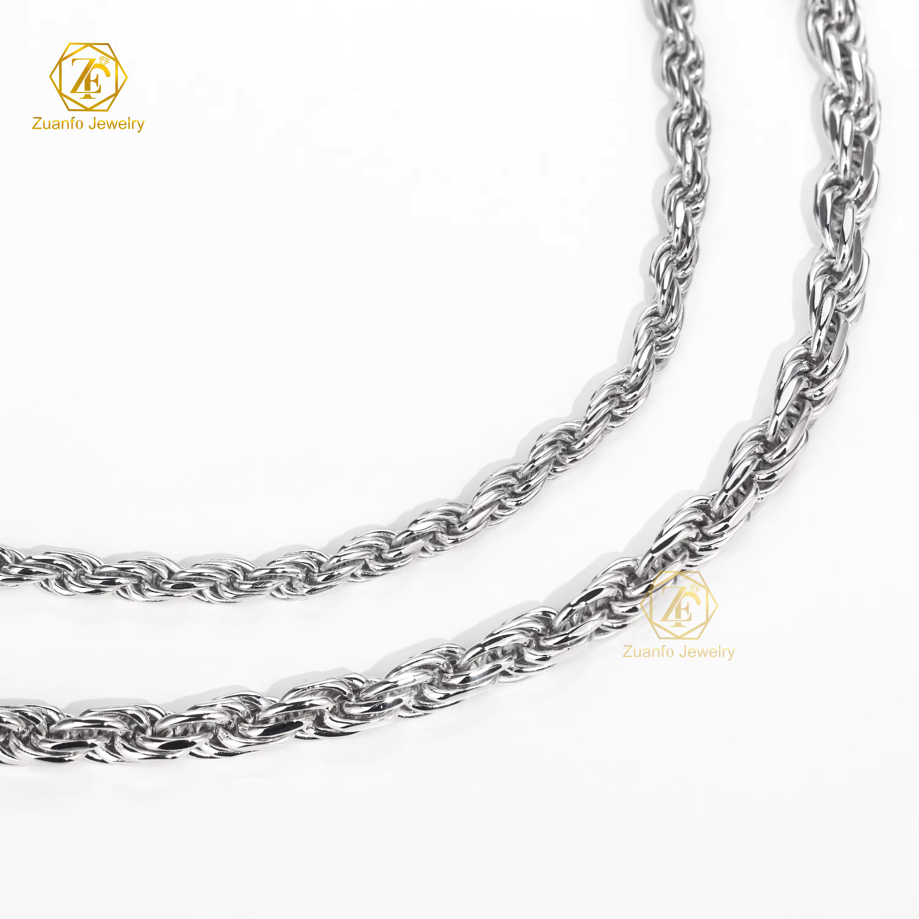 Hot Sale 3mm Twisted Rope Chain Bracelet 925 Sterling Silver Unsex Jewelry Hiphop Rope Link Chains for Pendant