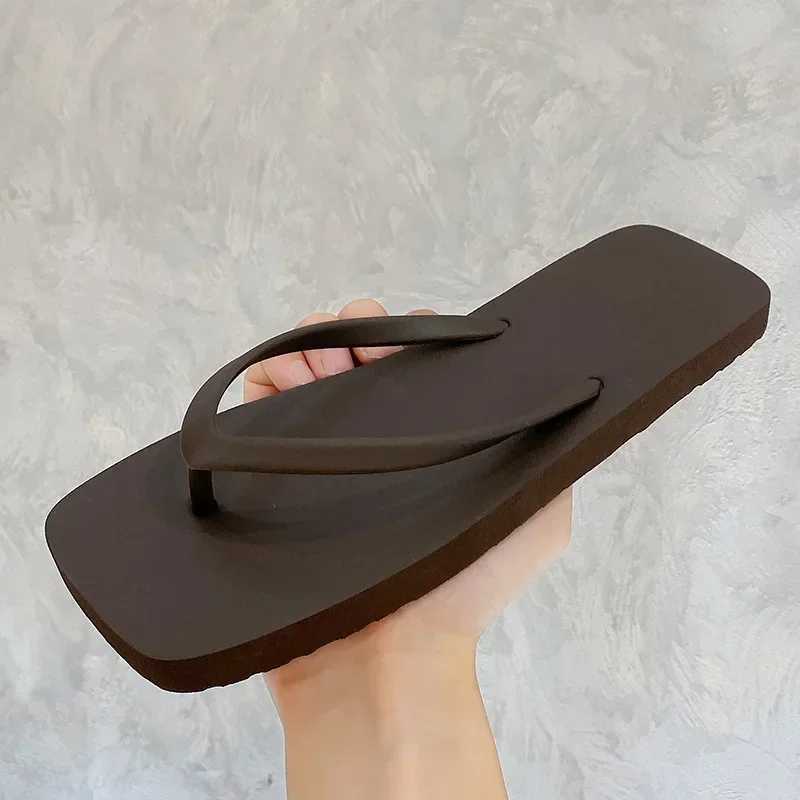 Wens Summer Japanese Simple Solid Color Herringbe Slippers For Couples Wear N Slip Soft Bottom Clamping Feet Outside Y250306