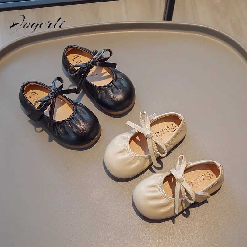 Girls PU Shoes Small 2024 Spring Autumn New Loafer Slip-On Childrens Kids Princess Size 21-30T250306
