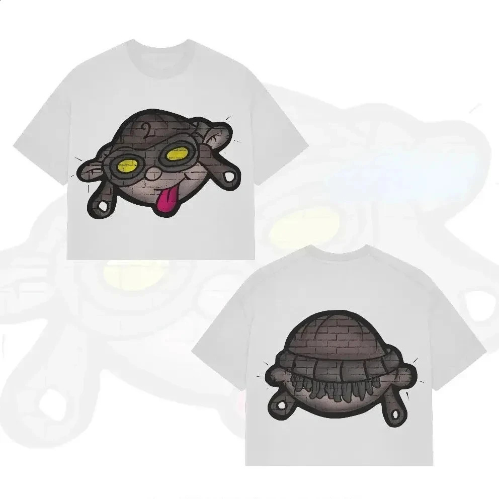 Street clothing Tshirt hiphop fun cartoon graphic printing oversized Harajuku Gothic cotton short sleeved mens 250227Z