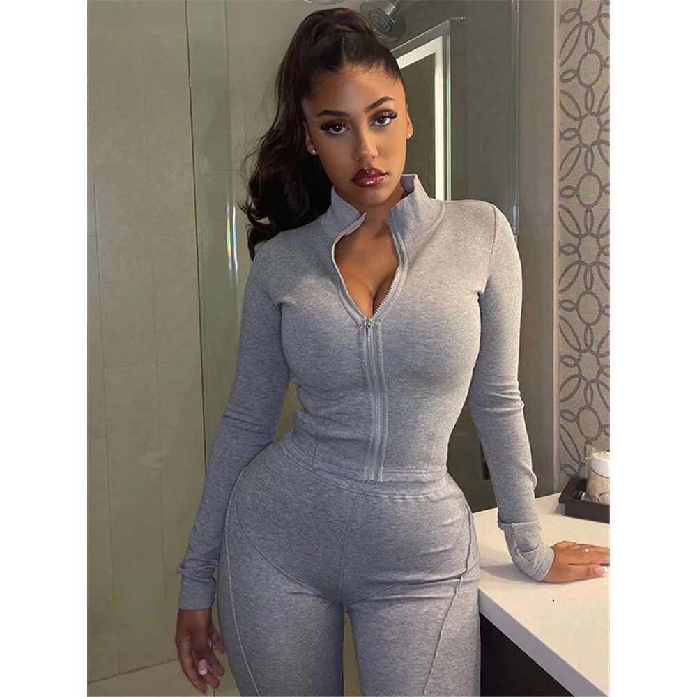 Sibybo New Sexy Sleeve Women 2022 Autumn Slim Solid V-Neck Fiess Fashion Long Pants 2 Pieces Sets Casual Daily KLMY