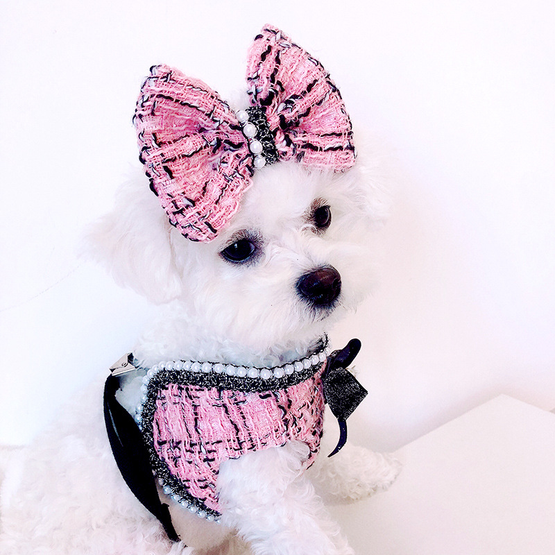 Chic Designer Dog Vest Harness, Ins-style Luxury Pet Supplies, Yorkie Dog Harness Leash for Small Dogs