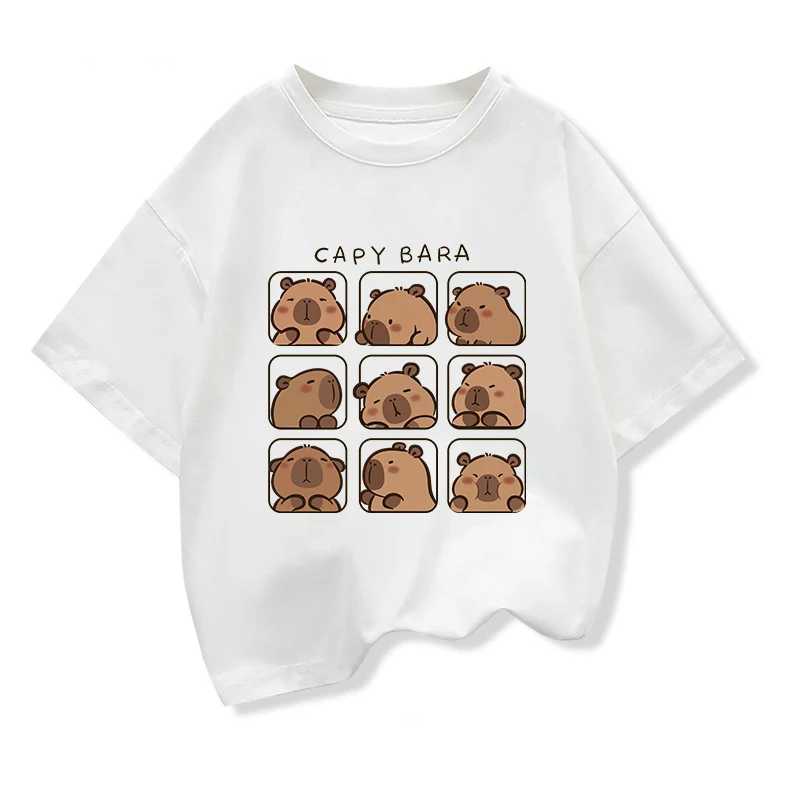 Capybara Kids Clothing Tees Summer Printed Cartoon Fashion Short Sleeve T-shirt Girls Loose Casual Tops T Shirts Crewneck T250603