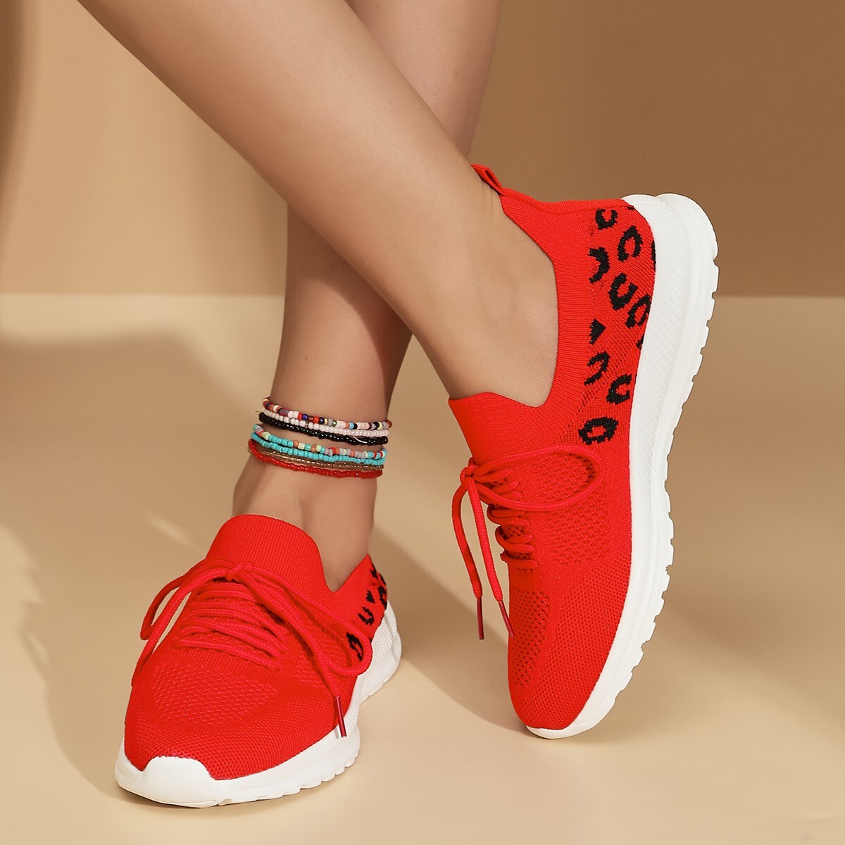 Wind 2025 Summer Personalized Women's Casual Shoes Flyknit Foot Chain Large New Style ddmykukumalu