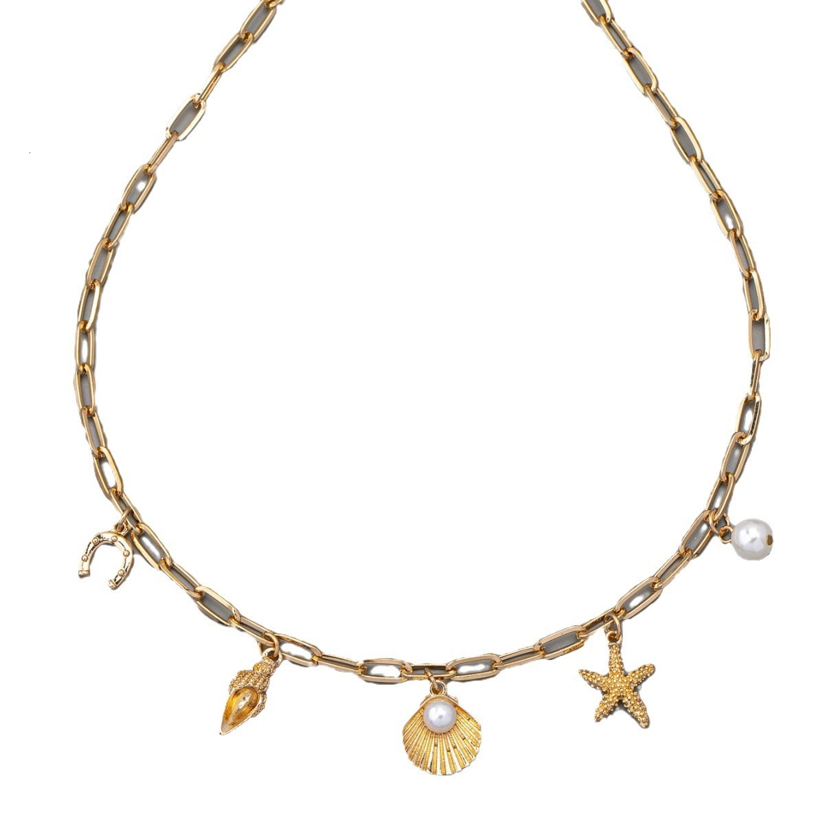 Ocean Collection Shell Multiple Pendant Pearl Necklace Women Designer Collarbone Chain Jewelry