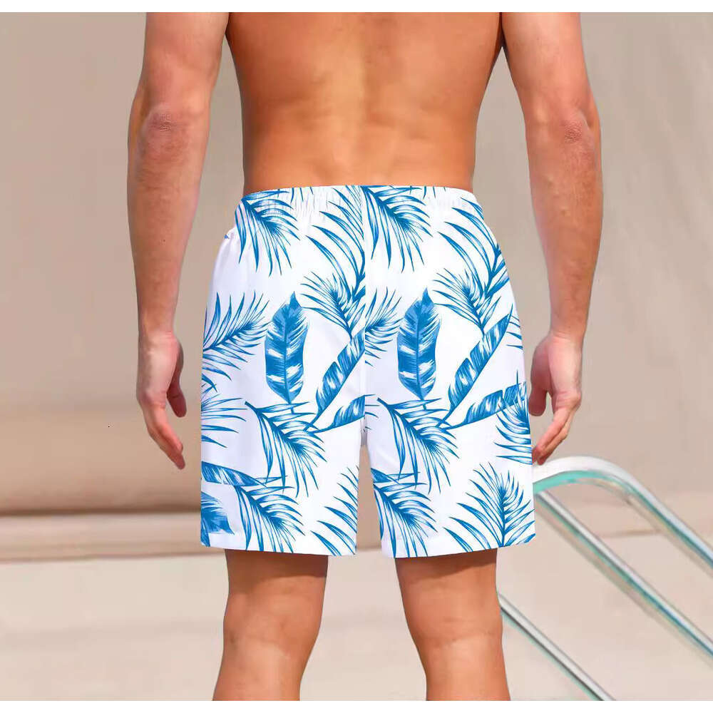Coconut tree quick drying beach Hawaiian shorts, casual men's beach, summer loose surfing pants, 2025 new style, chic and elegant clothing