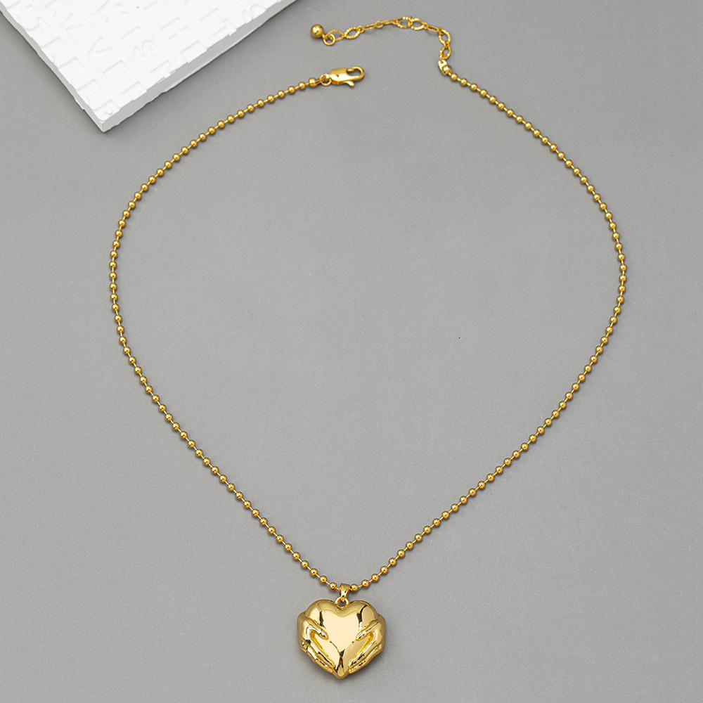 French Retro Little Fragrant Love Pendant Simple Everything With Simple Temperament Fold With Personality Necklace Women's Jewelry