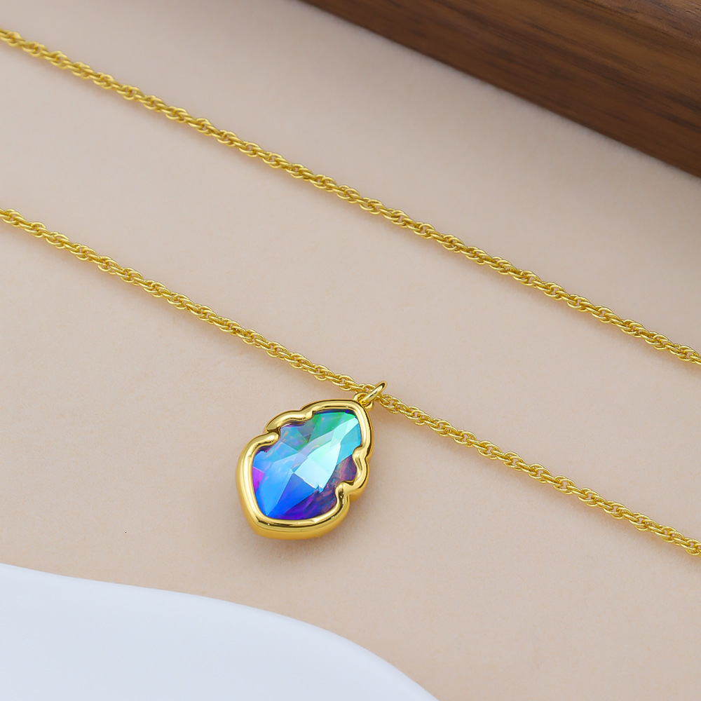French Retro Dazzling Glass Necklace For Women Oval Accessories Earrings For Women Fashion High Sense