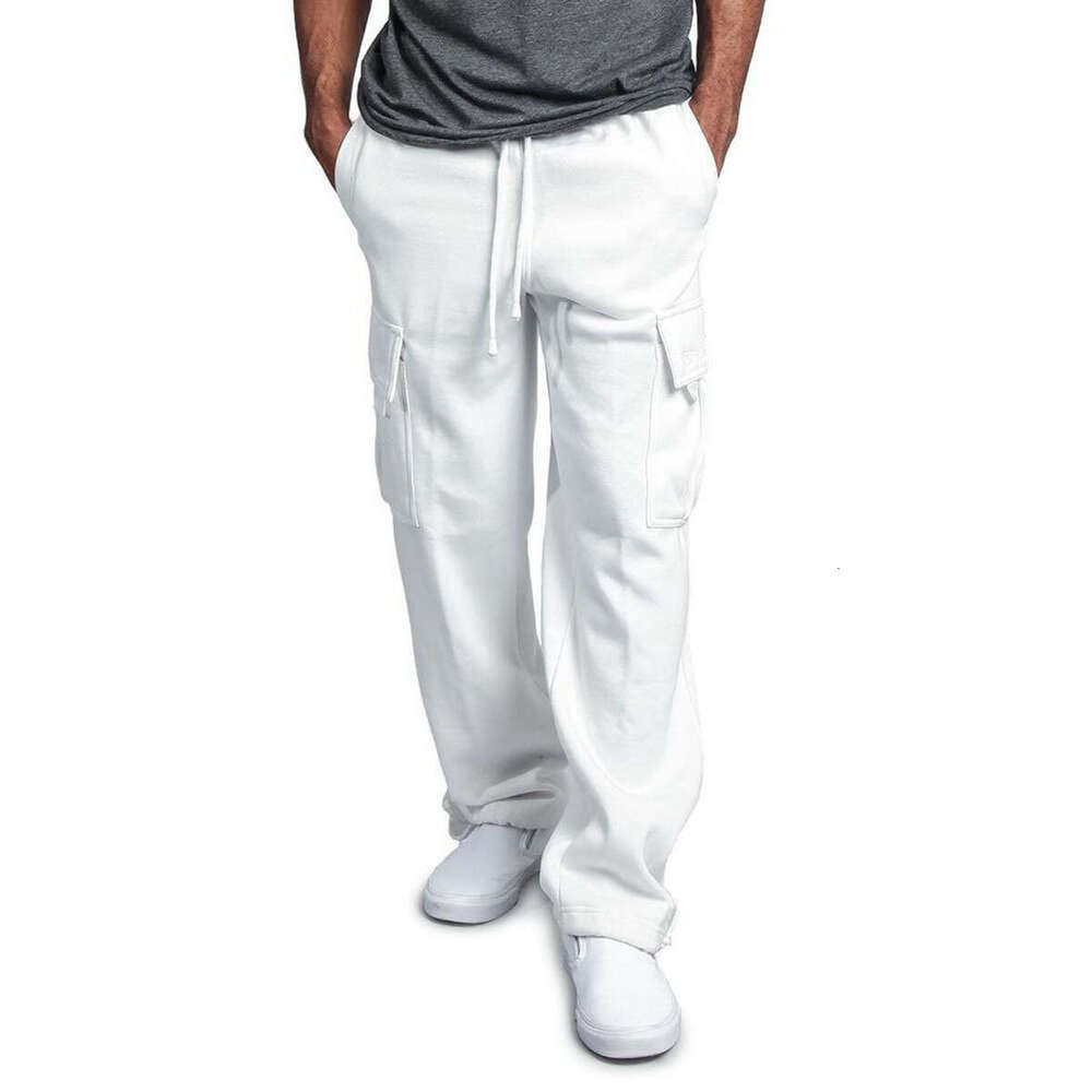Men's multi pocket workwear European and American hih street trendy brand retro le tied pants, men's hair collection 2025 new casual versati