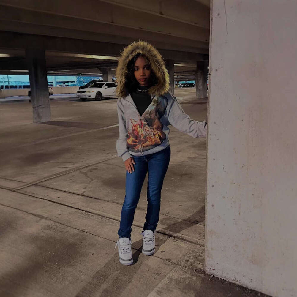 Y2K American style Harajuku printed pattern long sleeved top, stylish jacket, loose and high-quality hooded sweatshirt