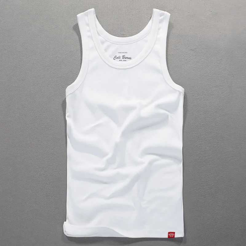 White Tank Top Gym Accessories Men Summer New Casual Solid Sleeveless Vest Male Pure Cotton Gym Shirt Jogger WaistcoatT250318