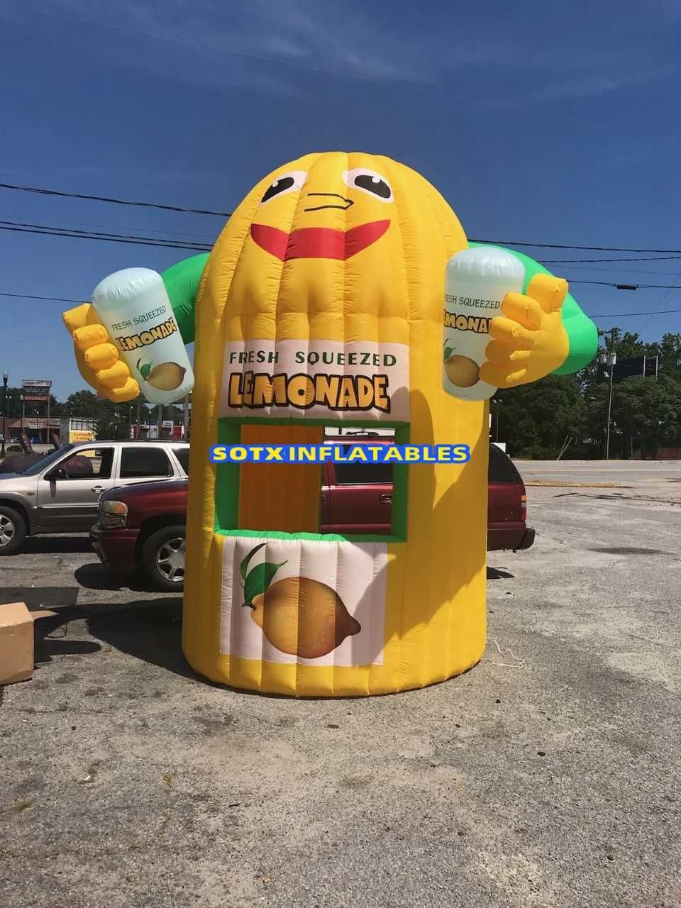 5mLx5mWx4mH (16.5x16.5x13.2ft) with blower Show display inflatable lemon booth inflatable lemonade stand with hands for advertising