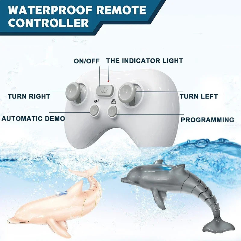 Smart Rc Dolphin Whale Remote Controlled Boat Ship Submarine Robots Fish Pool Waterproof Electric Toys for Kids Boys Children 250305