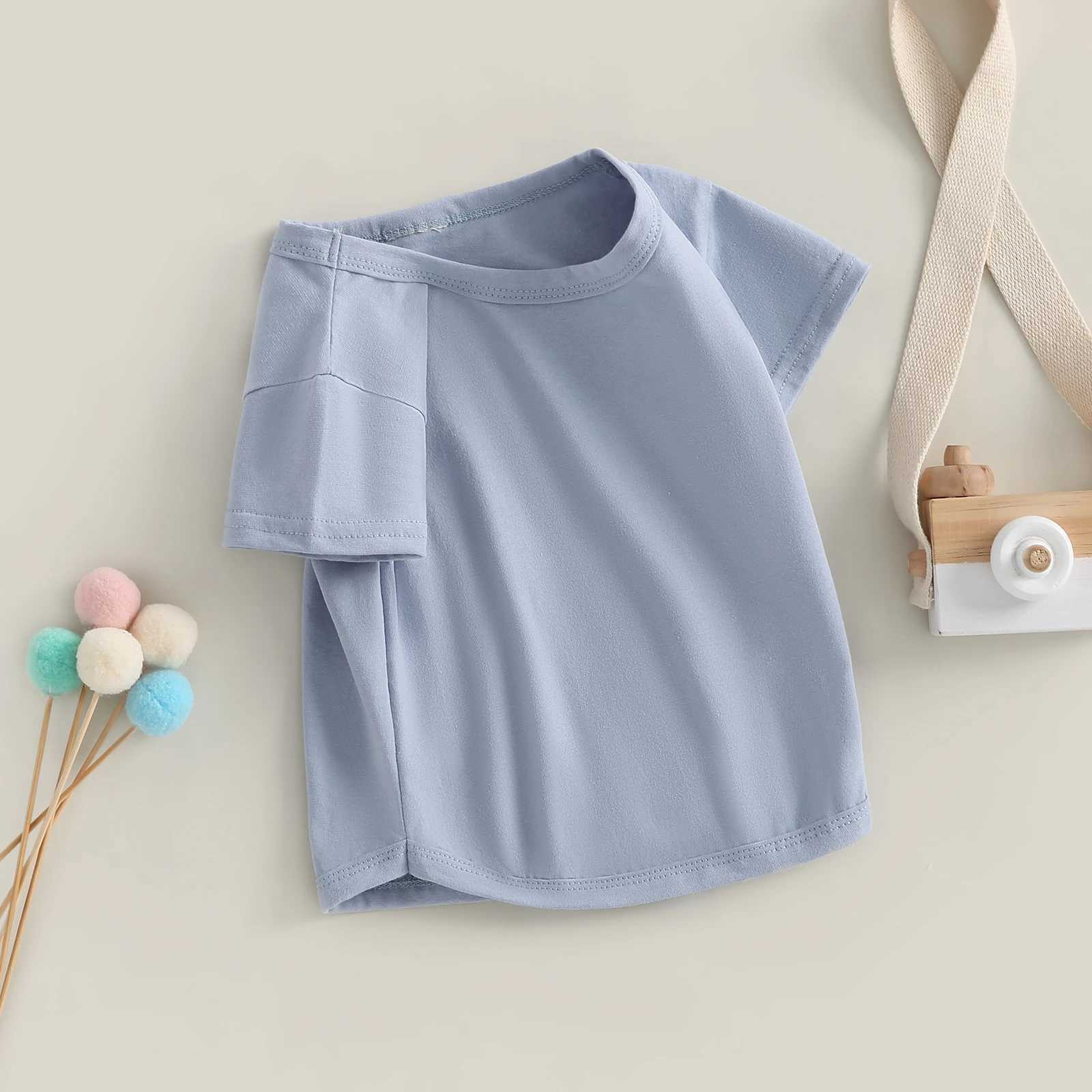 Pudcoco Kids Newborn Baby Boy Girls T-Shirt Casual Summer Round Neck Solid Color Loose Short Sleeve Pullover Shirt Toddler 0-3T T250603