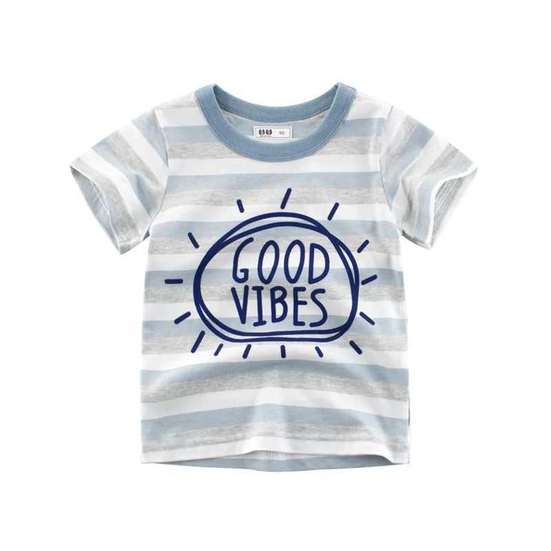 Boys Short Sleeve T-shirt Summer Children Kids Cotton Cartoon Tops For Little Boys 2 3 4 5 7 9 Years Stripe TeesT250306