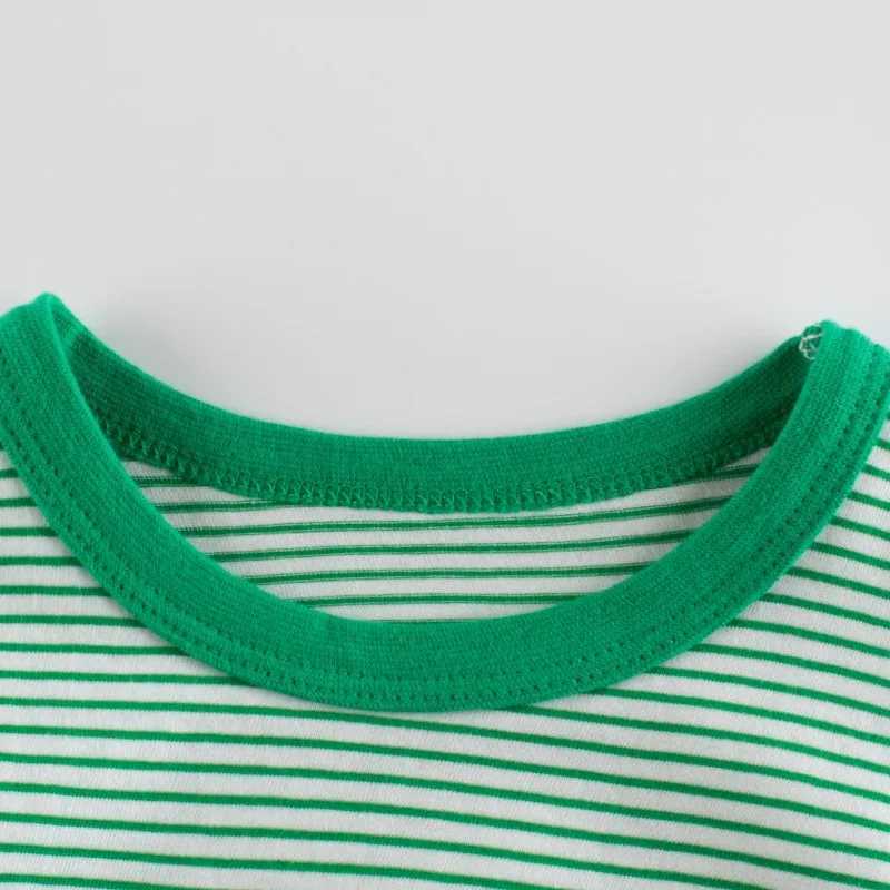 2024 Children Short T-Shirts Clothes for Boy 100% Cotton Short Sleeve Green Blue Red Striped Kids Casual Sport Top TeesT250306